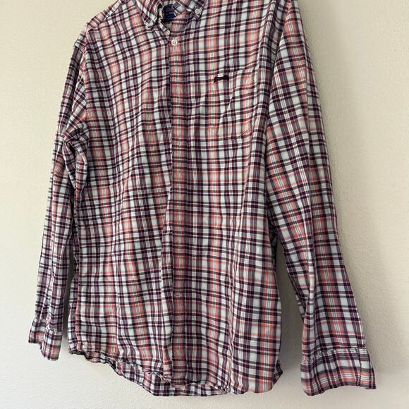 Le Tigre plaid button up collared shirt preppy causal classic multicolor shirt L - Picture 5 of 13